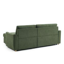 Canapé d'angle convertible et réversible TAMARA 4 places tissu texturé vert