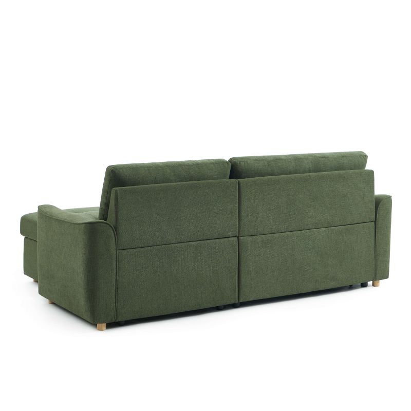 Canapé d'angle convertible et réversible TAMARA 4 places tissu texturé vert