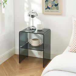 Table de chevet GINZA verre trempé noir