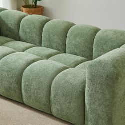 Canapé droit fixe TASTA 3 places tissu vert olive