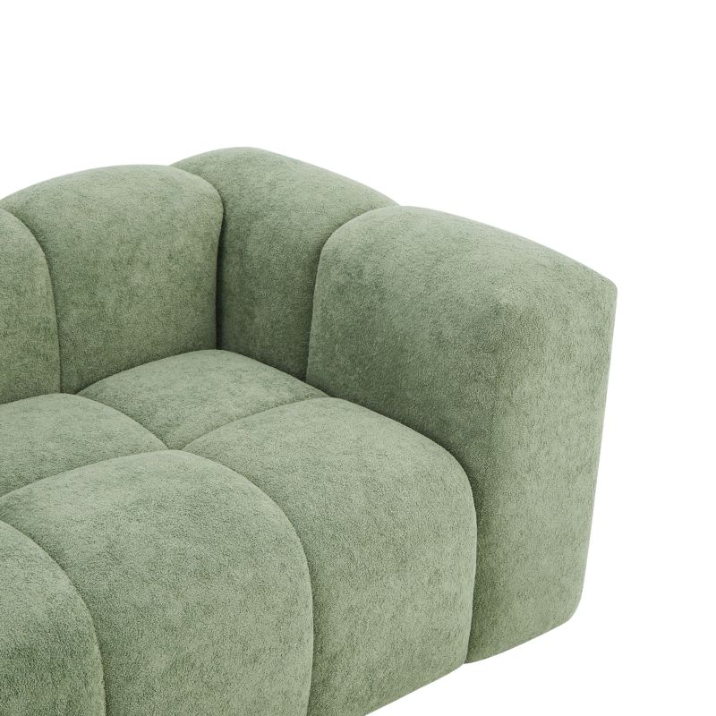 Canapé droit fixe TASTA 3 places tissu vert olive