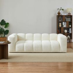 Canapé droit fixe TASTA 3 places tissu beige