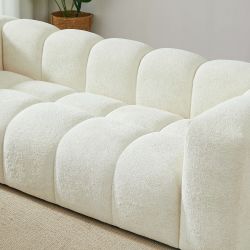 Canapé droit fixe TASTA 3 places tissu beige