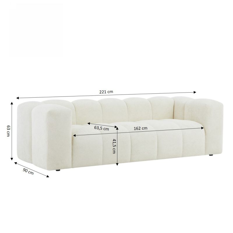 Canapé droit fixe TASTA 3 places tissu beige