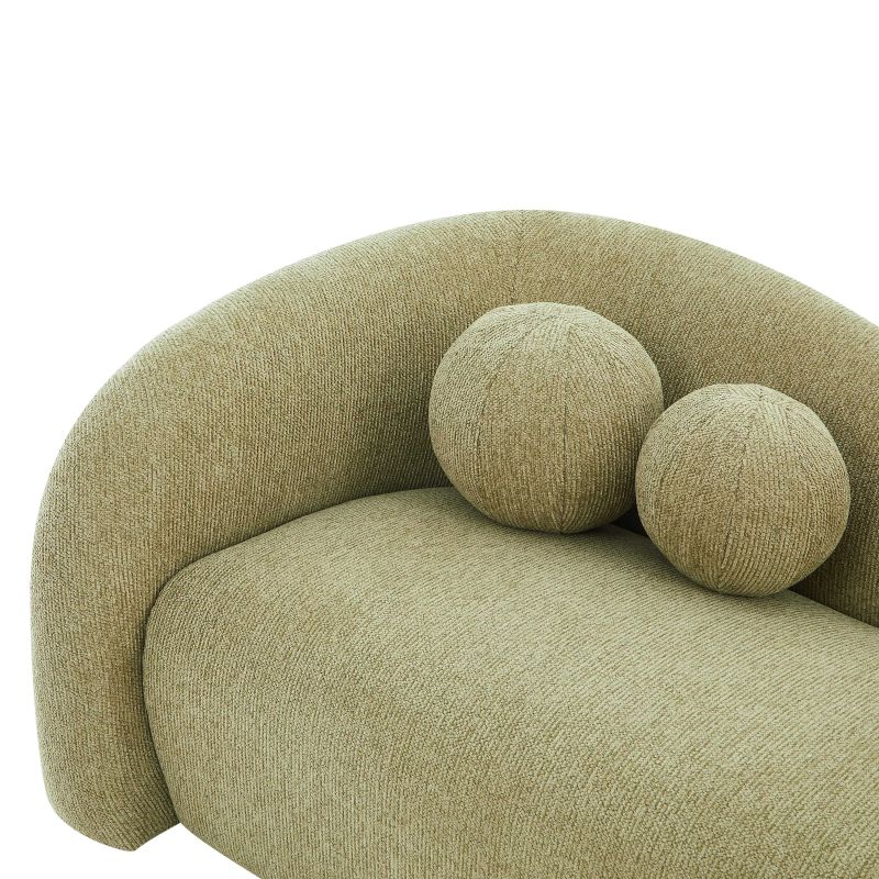 Canapé droit fixe BACALA 3 places tissu chenille vert kaki