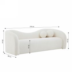 Canapé droit fixe BACALA 3 places tissu chenille beige