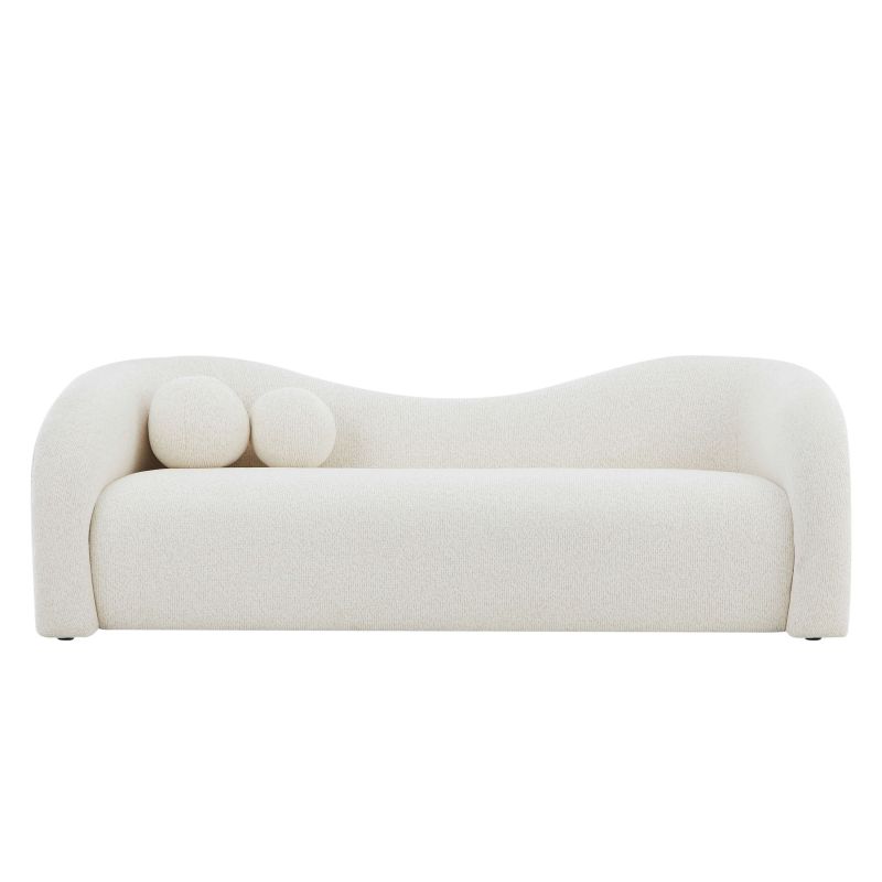 Canapé droit fixe BACALA 3 places tissu chenille beige