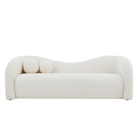 Canapé droit fixe BACALA 3 places tissu chenille beige