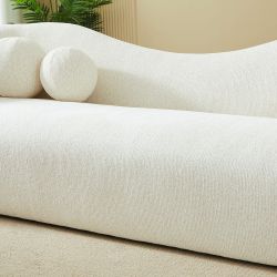 Canapé droit fixe BACALA 3 places tissu chenille beige