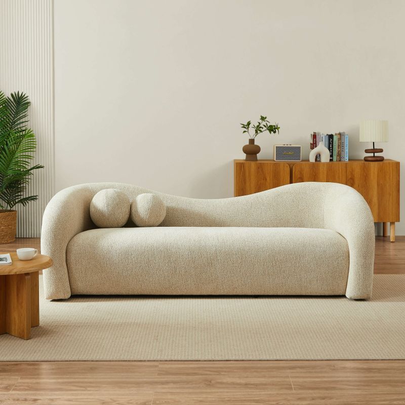 Canapé droit fixe BACALA 3 places tissu chenille taupe