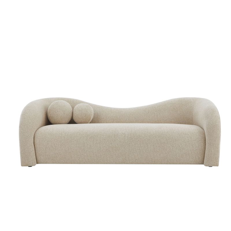 Canapé droit fixe BACALA 3 places tissu chenille taupe