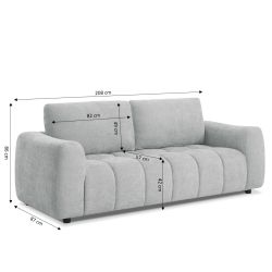 Canapé droit fixe KEREA 3 places tissu chenille gris