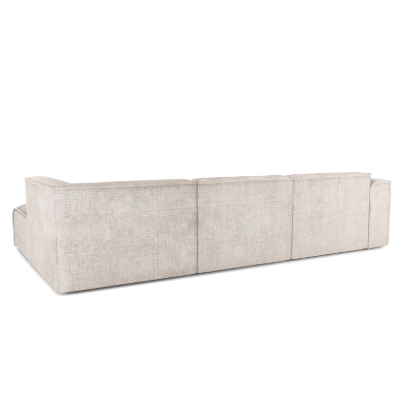 Canapé d'angle droit fixe NUNA 5/6 places tissu beige