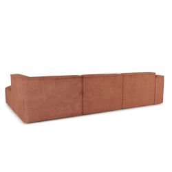 Canapé d'angle droit fixe NUNA 5/6 places tissu terracotta