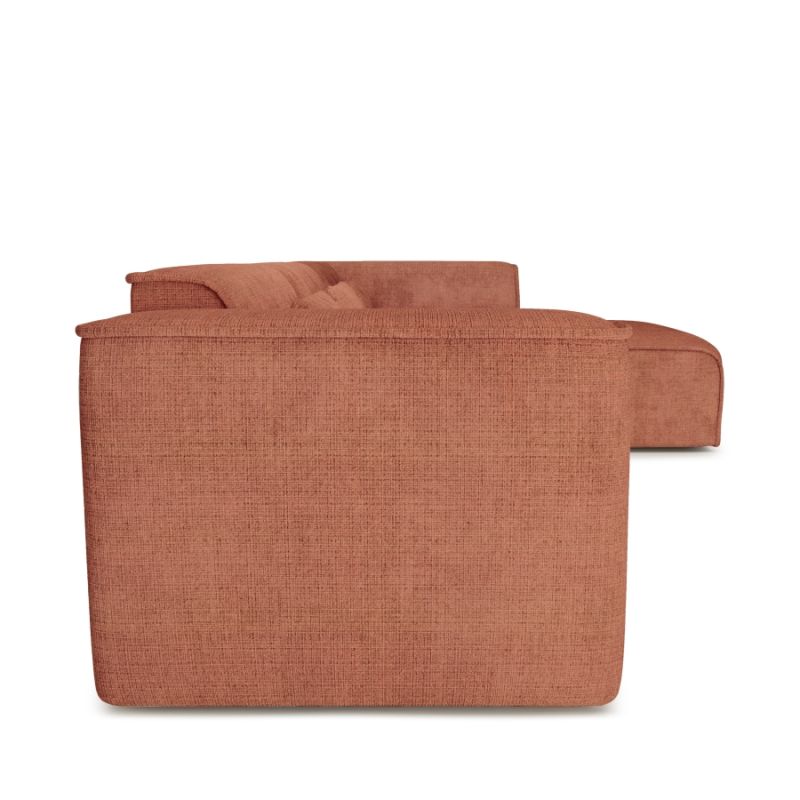Canapé d'angle droit fixe NUNA 5/6 places tissu terracotta