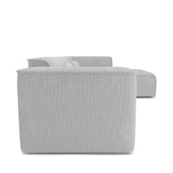 Canapé d'angle droit fixe NUNA 5/6 places velours côtelé gris