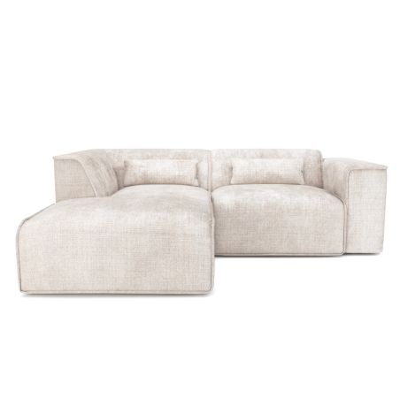 Canapé d'angle gauche fixe NUNA 4 places tissu beige