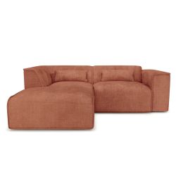 Canapé d'angle gauche fixe NUNA 4 places tissu terracotta