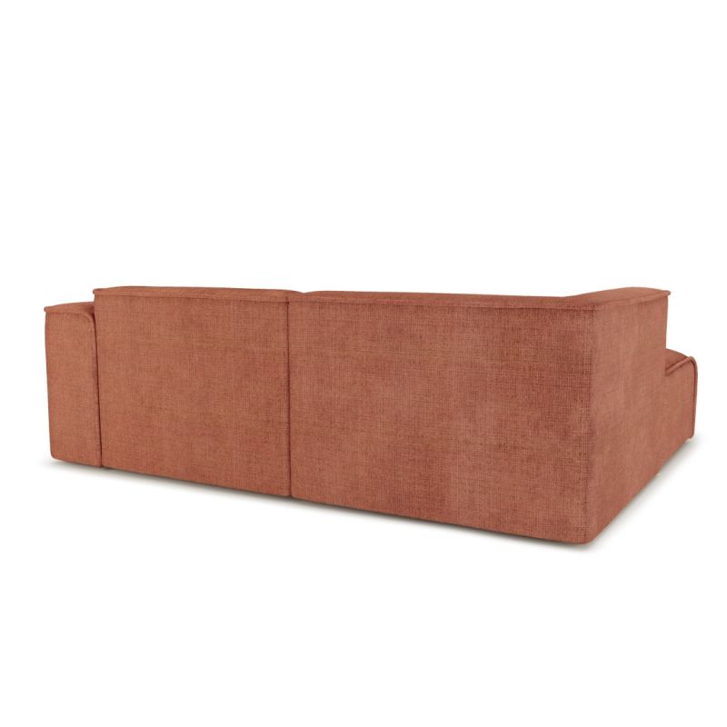 Canapé d'angle gauche fixe NUNA 4 places tissu terracotta