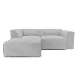 Canapé d'angle gauche fixe NUNA 4 places velours côtelé gris