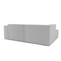 Canapé d'angle gauche fixe NUNA 4 places velours côtelé gris