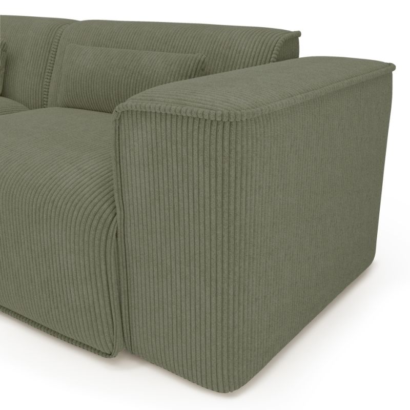 Canapé d'angle gauche fixe NUNA 4 places velours côtelé vert