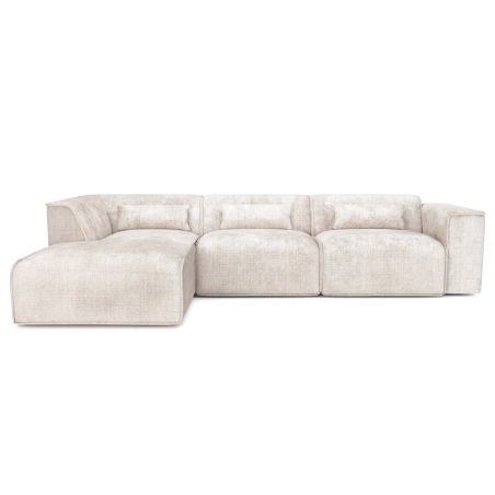 Canapé d'angle gauche fixe NUNA 5/6 places tissu beige
