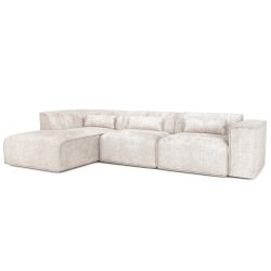Canapé d'angle gauche fixe NUNA 5/6 places tissu beige