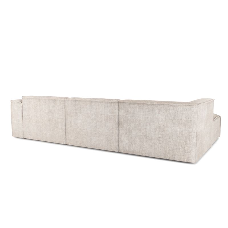 Canapé d'angle gauche fixe NUNA 5/6 places tissu beige