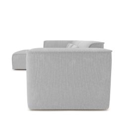 Canapé d'angle gauche fixe NUNA 5/6 places velours côtelé gris