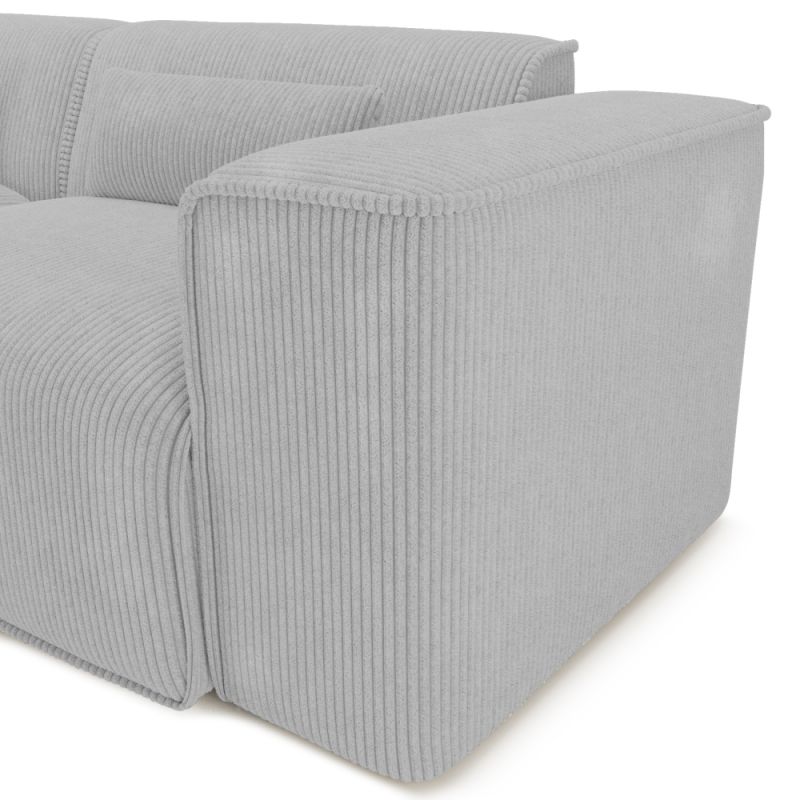 Canapé d'angle gauche fixe NUNA 5/6 places velours côtelé gris