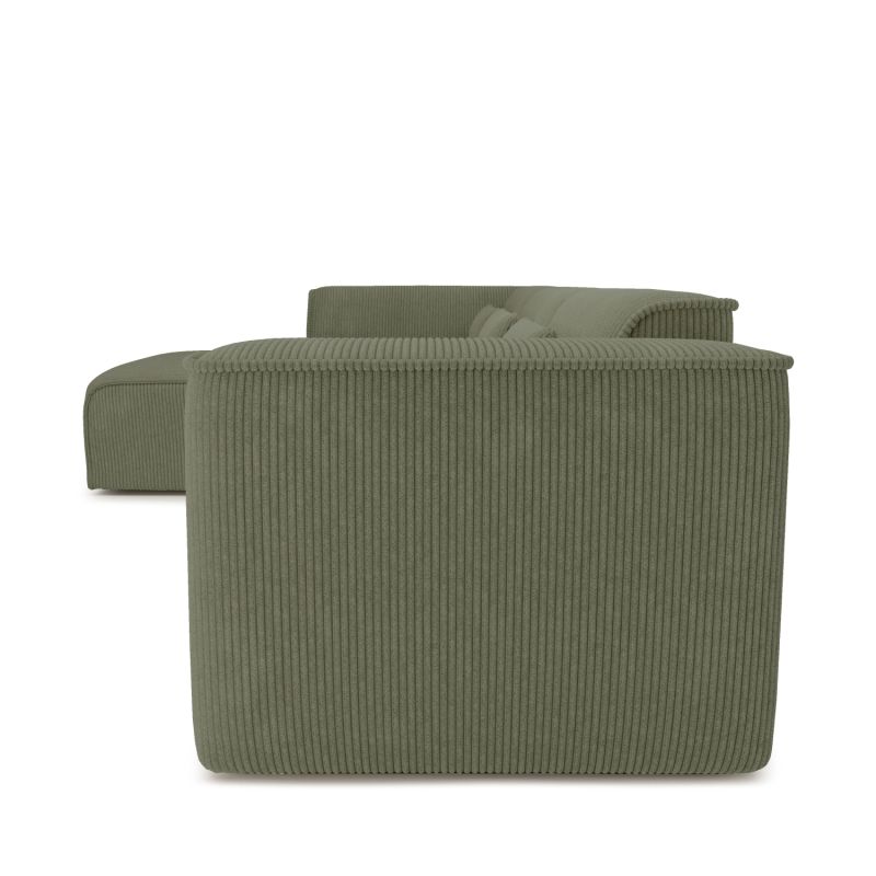 Canapé d'angle gauche fixe NUNA 5/6 places velours côtelé vert