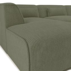 Canapé d'angle gauche fixe NUNA 5/6 places velours côtelé vert