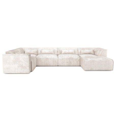 Canapé panoramique fixe NUNA 7 places chaise droite tissu beige