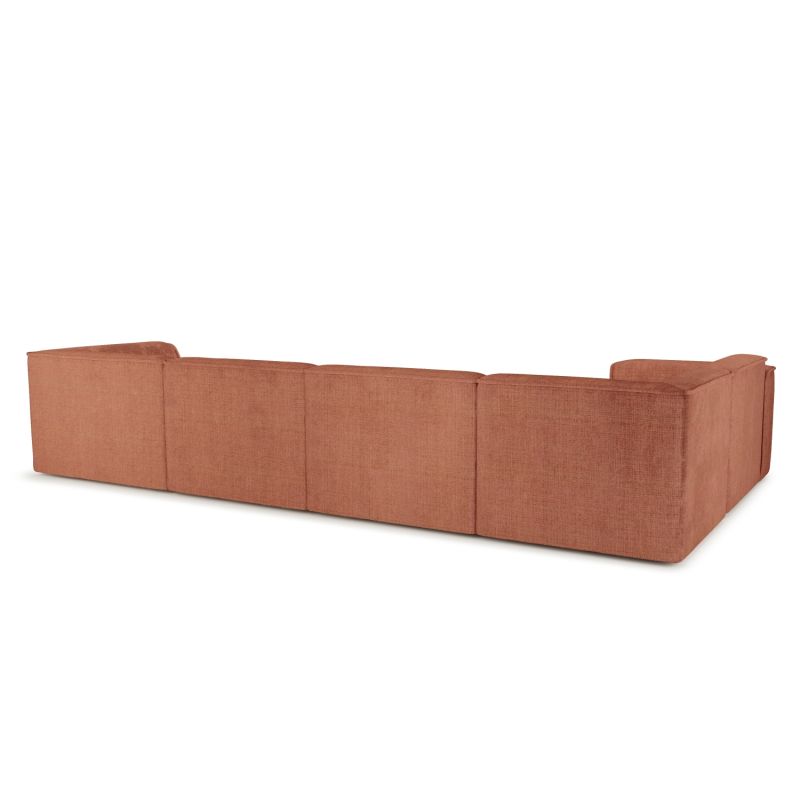 Canapé panoramique fixe NUNA 7 places chaise droite tissu terracotta