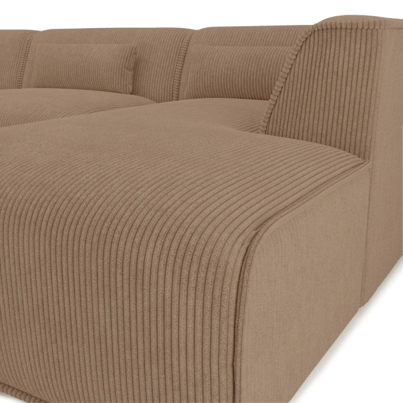 Canapé panoramique fixe NUNA 7 places chaise droite velours côtelé marron