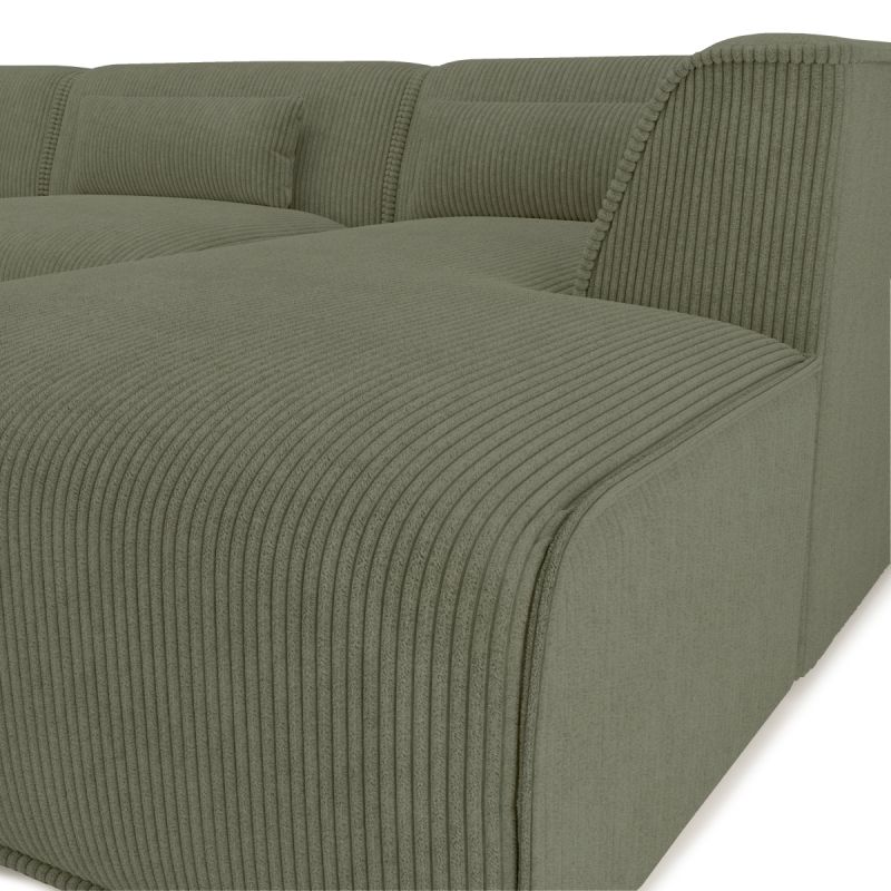 Canapé panoramique fixe NUNA 7 places chaise droite velours côtelé vert