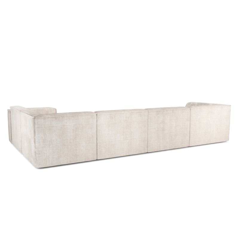 Canapé panoramique fixe NUNA 7 places chaise gauche tissu beige