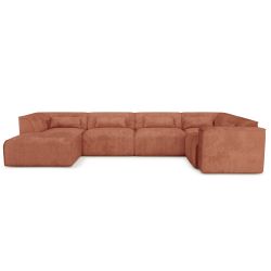 Canapé panoramique fixe NUNA 7 places chaise gauche tissu terracotta
