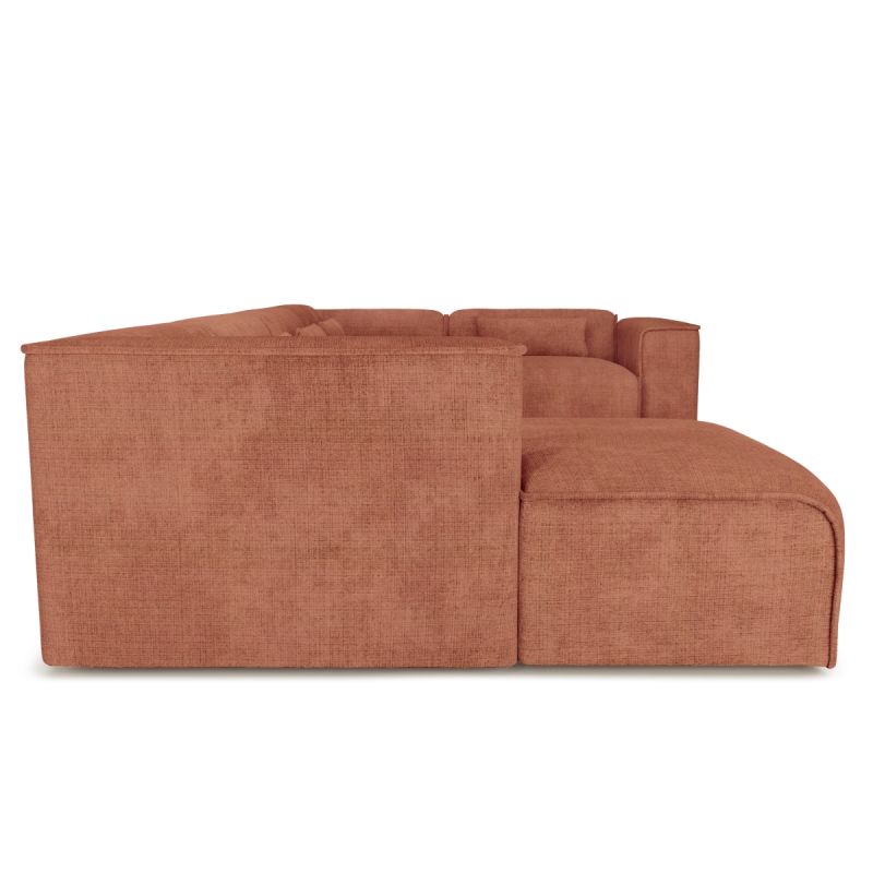 Canapé panoramique fixe NUNA 7 places chaise gauche tissu terracotta