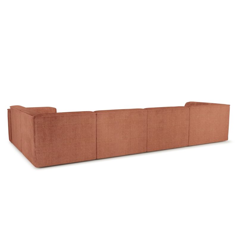 Canapé panoramique fixe NUNA 7 places chaise gauche tissu terracotta
