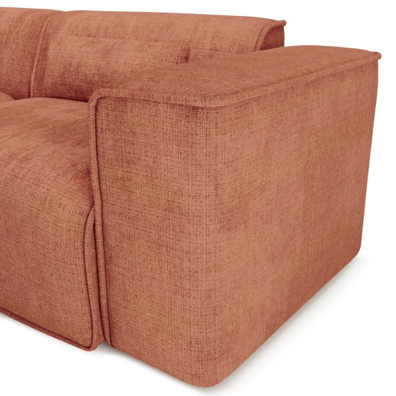 Canapé panoramique fixe NUNA 7 places chaise gauche tissu terracotta