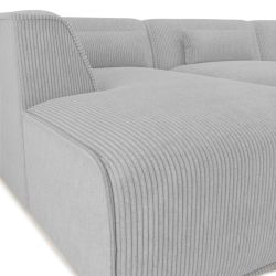 Canapé panoramique fixe NUNA 7 places chaise gauche velours côtelé gris