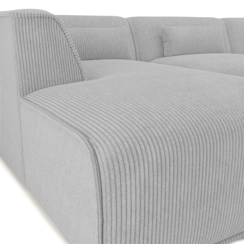 Canapé panoramique fixe NUNA 7 places chaise gauche velours côtelé gris