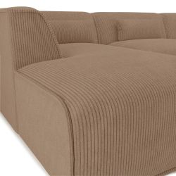 Canapé panoramique fixe NUNA 7 places chaise gauche velours côtelé marron