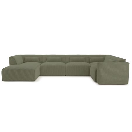 Canapé panoramique fixe NUNA 7 places chaise gauche velours côtelé vert