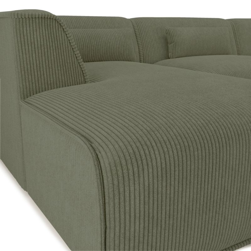 Canapé panoramique fixe NUNA 7 places chaise gauche velours côtelé vert