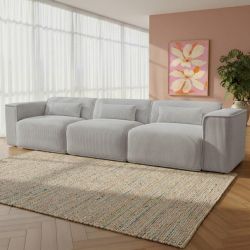 Canapé droit fixe NUNA 4/5 places velours côtelé gris