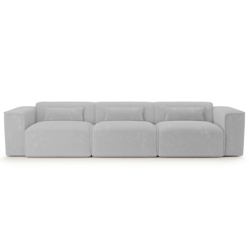 Canapé droit fixe NUNA 4/5 places velours côtelé gris