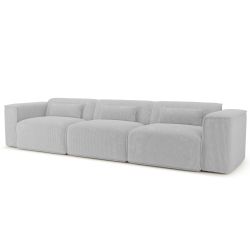 Canapé droit fixe NUNA 4/5 places velours côtelé gris